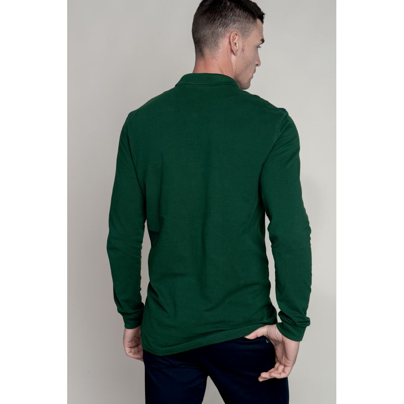 Polo manches longues Vert sapin idéal broderie